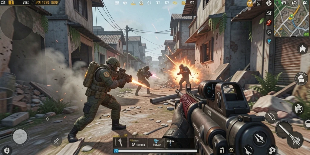 Gameplay mendebarkan di medan perang FPS 2739.