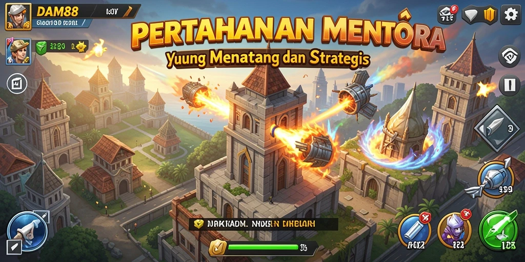 Screenshot DAM88 menampilkan momen intens di permainan Tower Defense.