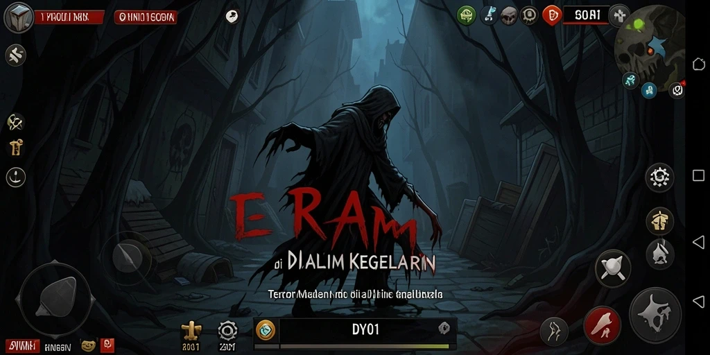 Screenshot dari gameplay menegangkan DY01 yang menampilkan suasana kelam.
