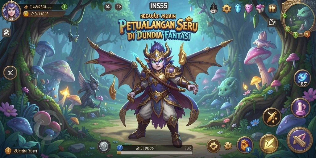 Tampilan gameplay INS55 yang menampilkan petualangan seru dan karakter unik.
