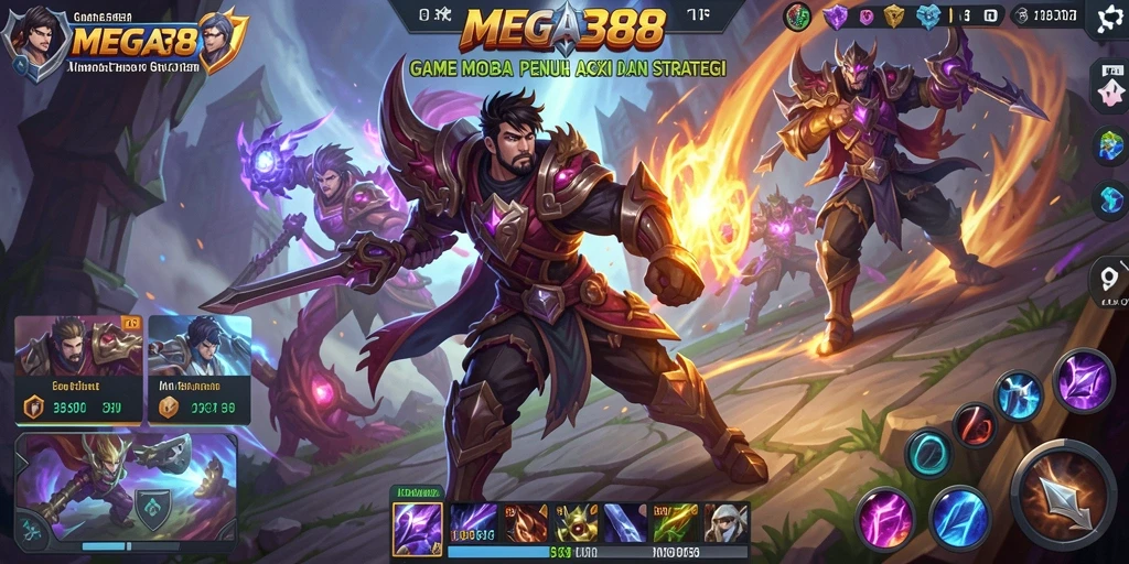 Tampilan aksi seru dari game MOBA MEGA388 dengan pertarungan epik.