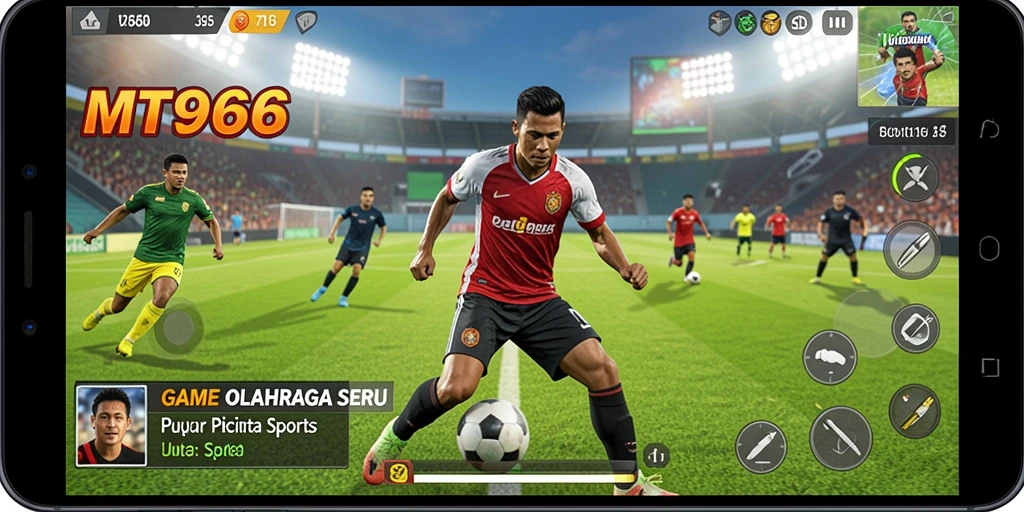 Screenshot MT966 menunjukkan aksi seru dalam permainan olahraga.