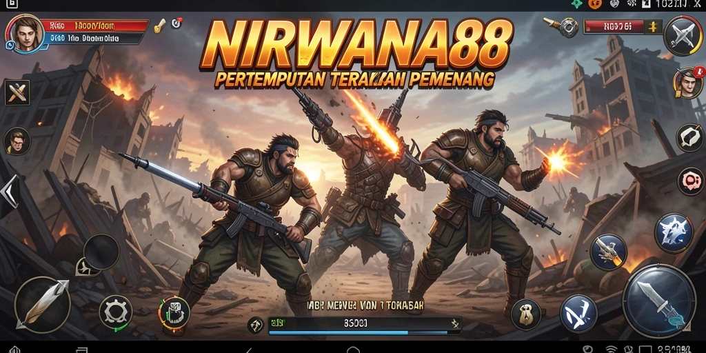 Screenshot gameplay NIRWANA88 menampilkan aksi seru dalam pertempuran Battle Royale.