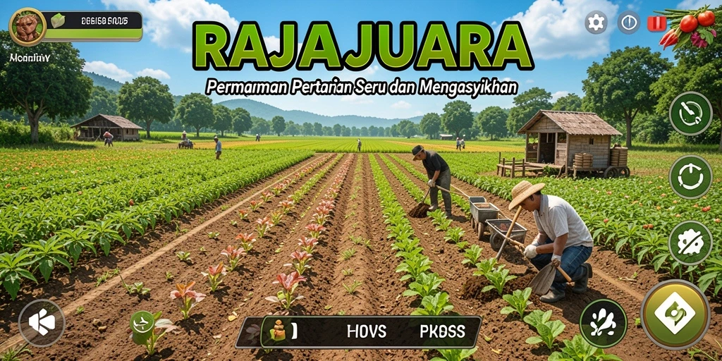 Screenshot gameplay RAJAJUARA yang menunjukkan aktivitas bertani.