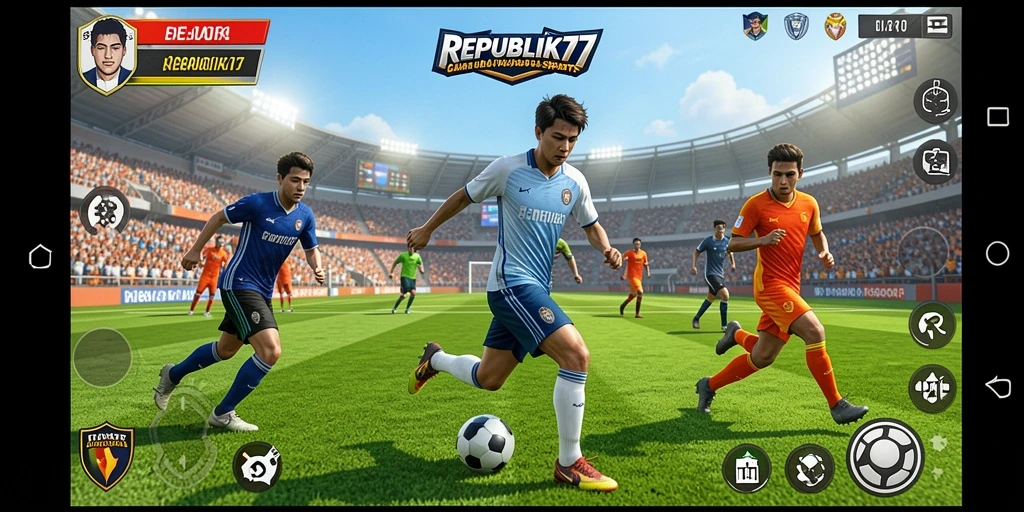 Tampilan gameplay yang mendebarkan dari REPUBLIK77 dengan aksi olahraga nyata.