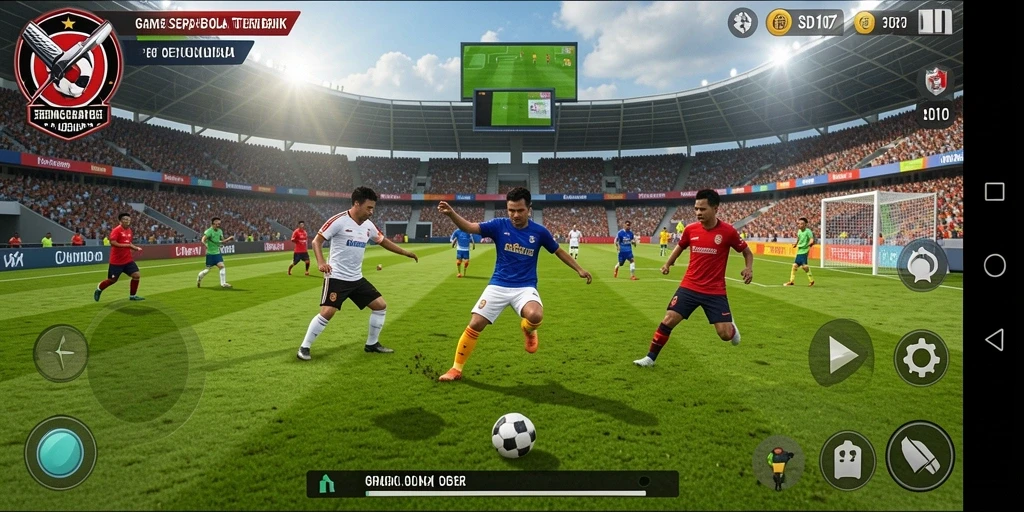 Gameplay seru dari SD107 dengan aksi sepak bola penuh semangat.