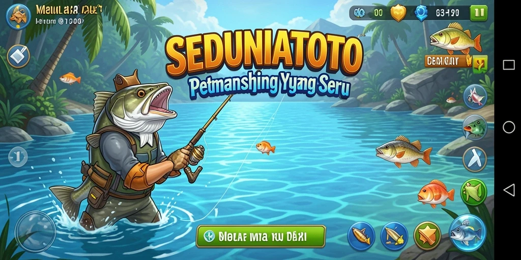 Screenshot gameplay SEDUNIATOTO menampilkan aksi memancing yang mendebarkan.